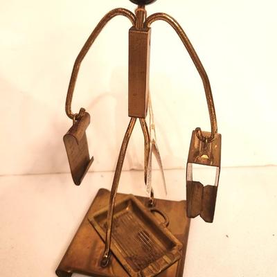 Lot #109 Cool Item! Book Piece - Brass Black Red Cap Porter Figure to hold Cig Pack/Matches = Ashtray - RARE!