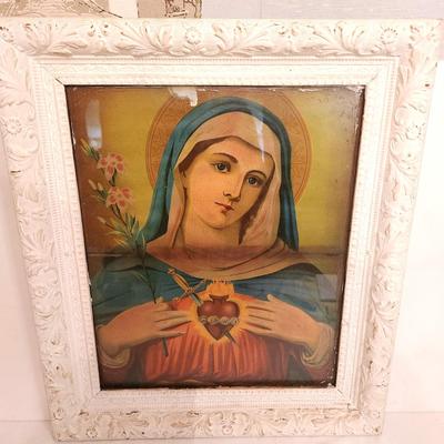 Lot #110 Antique Color Lithograph - Our Lady of Sorrows/Immaculate Heart of Mary