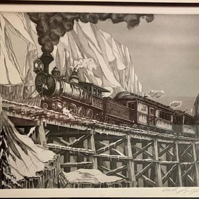 Alan Jay Gaines Signed Etching Of Train