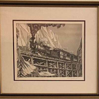 Alan Jay Gaines Signed Etching Of Train