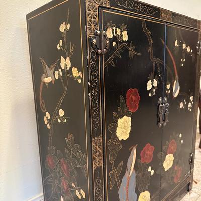 Vintage Chinese Lacquer Cabinet – Birds & Flowers