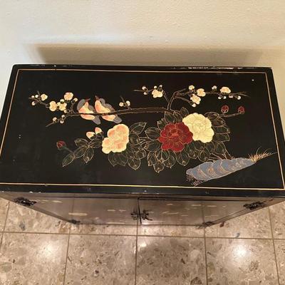 Vintage Chinese Lacquer Cabinet – Birds & Flowers