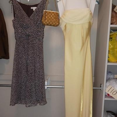 EVENING DRESSES AND A GOLD PURSE