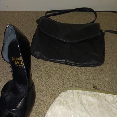 NANDO MUZI DRESS SHOES MADE IN ITALY (7), PURSE BY VICTORIA LEATHER CO AND A CLUTCH PURSE