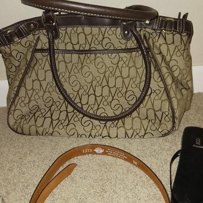 NEW YORK & CO PURSE, LEATHER BELT & 2 PAIRS OF SHOES (7)