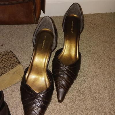 2 COACH PURSES, SCARVES AND DRESS SHOES (7)