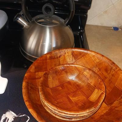 TEA KETTLES, CORNING WARE CASSEROLE DISH AND MORE