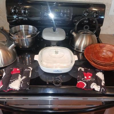 TEA KETTLES, CORNING WARE CASSEROLE DISH AND MORE