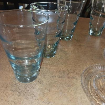 JOHANSFORS GLASS PITCHER AND DRINKING GLASSES