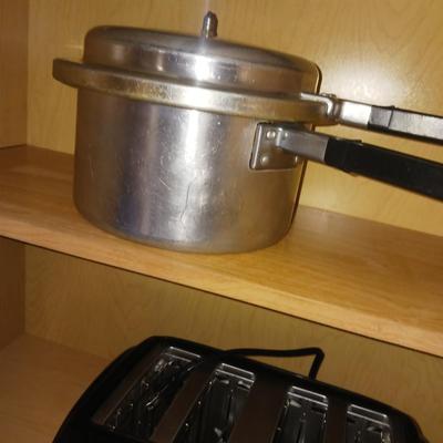 PRESSURE COOKER, 4 SLICE TOASTER & ELECTRIC CAN OPENER