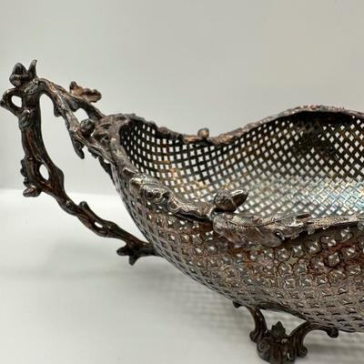 Ornate Reticulated Silverplate Centerpiece Basket