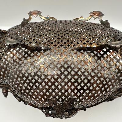 Ornate Reticulated Silverplate Centerpiece Basket