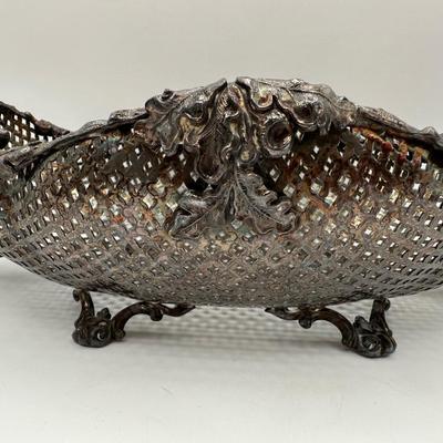 Ornate Reticulated Silverplate Centerpiece Basket