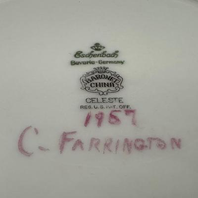 Set of 15 Hand-Painted Floral Porcelain Plates – Signed C. Farrington