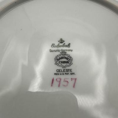 Set of 15 Hand-Painted Floral Porcelain Plates – Signed C. Farrington