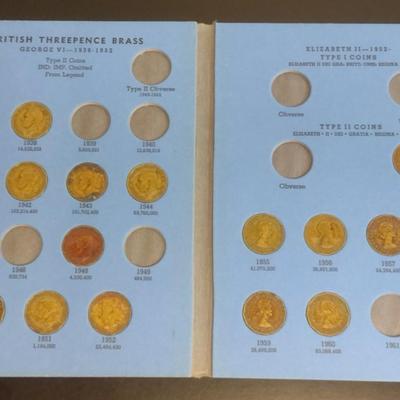 Great Britain Brass Threepence Collection Post-1937 Circulated Condition (#135)
