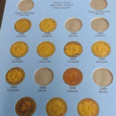 Great Britain Brass Threepence Collection Post-1937 Circulated Condition (#135)