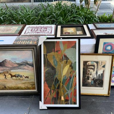 10 Artworks, Cowboy painting, Paper cut dancers, prints, photo