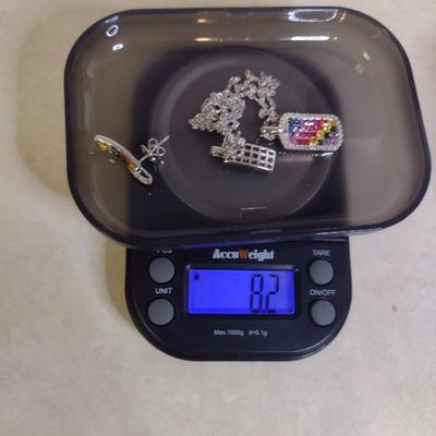 14K White Gold Solomon's Mine Mixed Gemstone Pendant Necklace with Matching Post Earrings 8.2 Grams (#1)