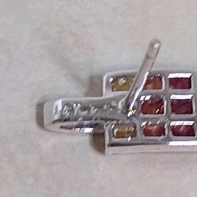 14K White Gold Solomon's Mine Mixed Gemstone Pendant Necklace with Matching Post Earrings 8.2 Grams (#1)