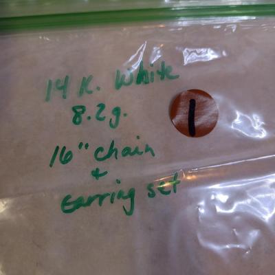 14K White Gold Solomon's Mine Mixed Gemstone Pendant Necklace with Matching Post Earrings 8.2 Grams (#1)