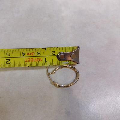 14K Yellow Gold Wondergold Hoop Post Earrings with White Starburst Design- Approx Total Weight 0.9 Grams (#2)