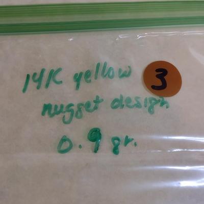 14K Yellow Gold Nugget Design Post Earrings 0.9 grams (#3)