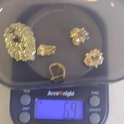 Set of Three 14K Gold Post Earrings- Approx Total Weight 6.9 Grams (#6)