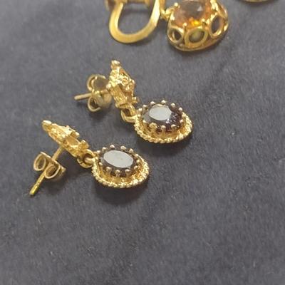 Pair of 14K Yellow Gold Gemstone Earrings- Approx Total Weight 7.3 grams (#7)