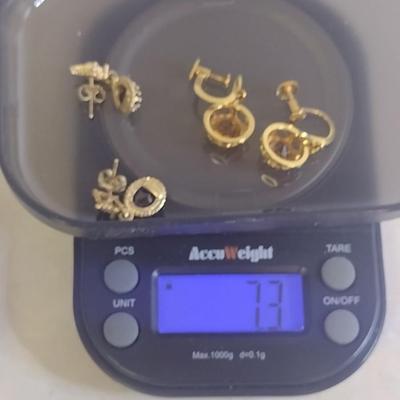 Pair of 14K Yellow Gold Gemstone Earrings- Approx Total Weight 7.3 grams (#7)