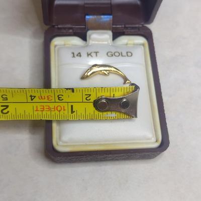14K Yellow Gold Fish Design Tie Tack 2.5 grams (#9)