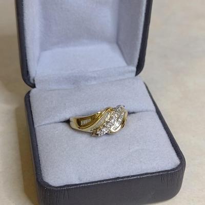 14K Yellow Gold White Diamond Anniversary Ring Size 5.5 Total Weight 4.2 grams (#10)