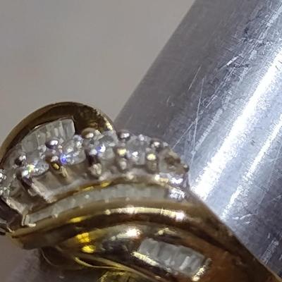 14K Yellow Gold White Diamond Anniversary Ring Size 5.5 Total Weight 4.2 grams (#10)
