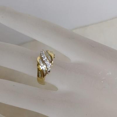 14K Yellow Gold White Diamond Anniversary Ring Size 5.5 Total Weight 4.2 grams (#10)