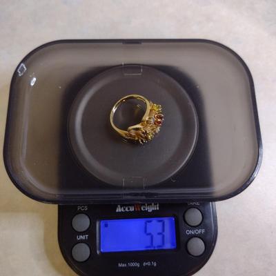 14K Yellow Gold Multi-Gemstone Designer Ring Size 6 Total Weight 5.3 grams (#11)