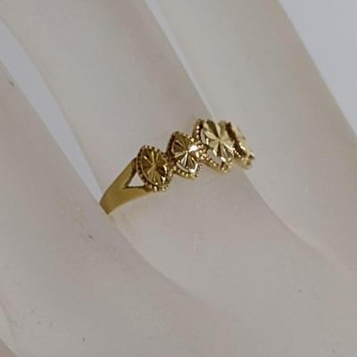 14K Yellow Gold Diamond Cut Shaped Solid Band Ring Size 6 Total Weight 1.7 grams (#13)