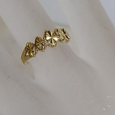 14K Yellow Gold Diamond Cut Shaped Solid Band Ring Size 6 Total Weight 1.7 grams (#13)