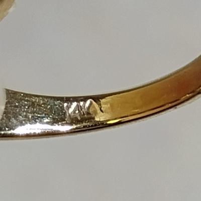 14K Yellow Gold Diamond Cut Shaped Solid Band Ring Size 6 Total Weight 1.7 grams (#13)