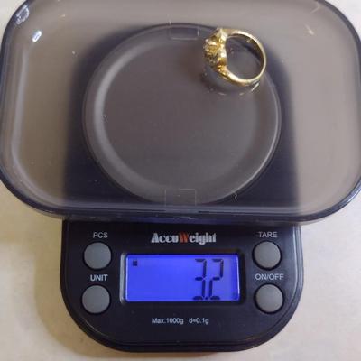 14K Yellow Gold Diamond Designer Ring Size 3.5 Total Weight 3.2 grams (#15)