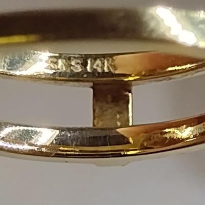 14K Yellow Gold Diamond Bridal Outer Loop Set Ring Size 6.75 Total Weight 5.2 grams (#17)