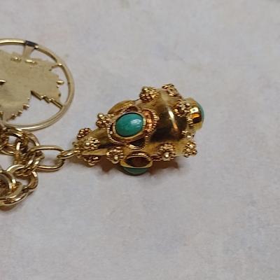 14 Karat Yellow Gold Bracelet with Charms- Approx 7" Long and Total Weight 30.5 Grams (#18)