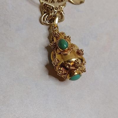 14 Karat Yellow Gold Bracelet with Charms- Approx 7" Long and Total Weight 30.5 Grams (#18)