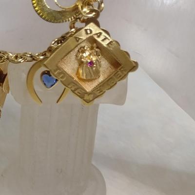 14 Karat Yellow Gold Bracelet with Charms- Approx 7" Long and Total Weight 30.5 Grams (#18)