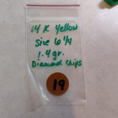 14K Yellow Gold Diamond Band Ring Size 6.25 Total Weight 1.4 grams (#19)