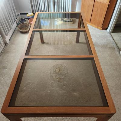 Wood Glass Dining Room Table 71x31x29