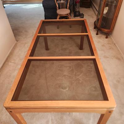 Wood Glass Dining Room Table 71x31x29