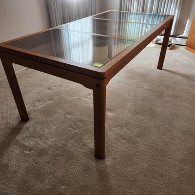 Wood Glass Dining Room Table 71x31x29