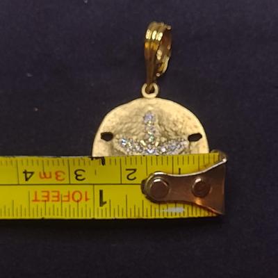 14K Yellow Gold with Diamond Accent Sand Dollar Charm/Pendant Total Weight 7.1 grams (#22)