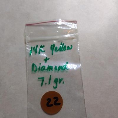 14K Yellow Gold with Diamond Accent Sand Dollar Charm/Pendant Total Weight 7.1 grams (#22)