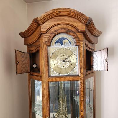 Howard Miller Grandfather Clock w Lighted Curio Cabinet 610-440